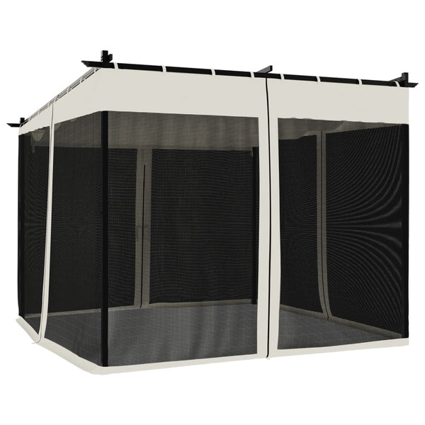 Pavillon Creme 3x3 m mit Netzwänden