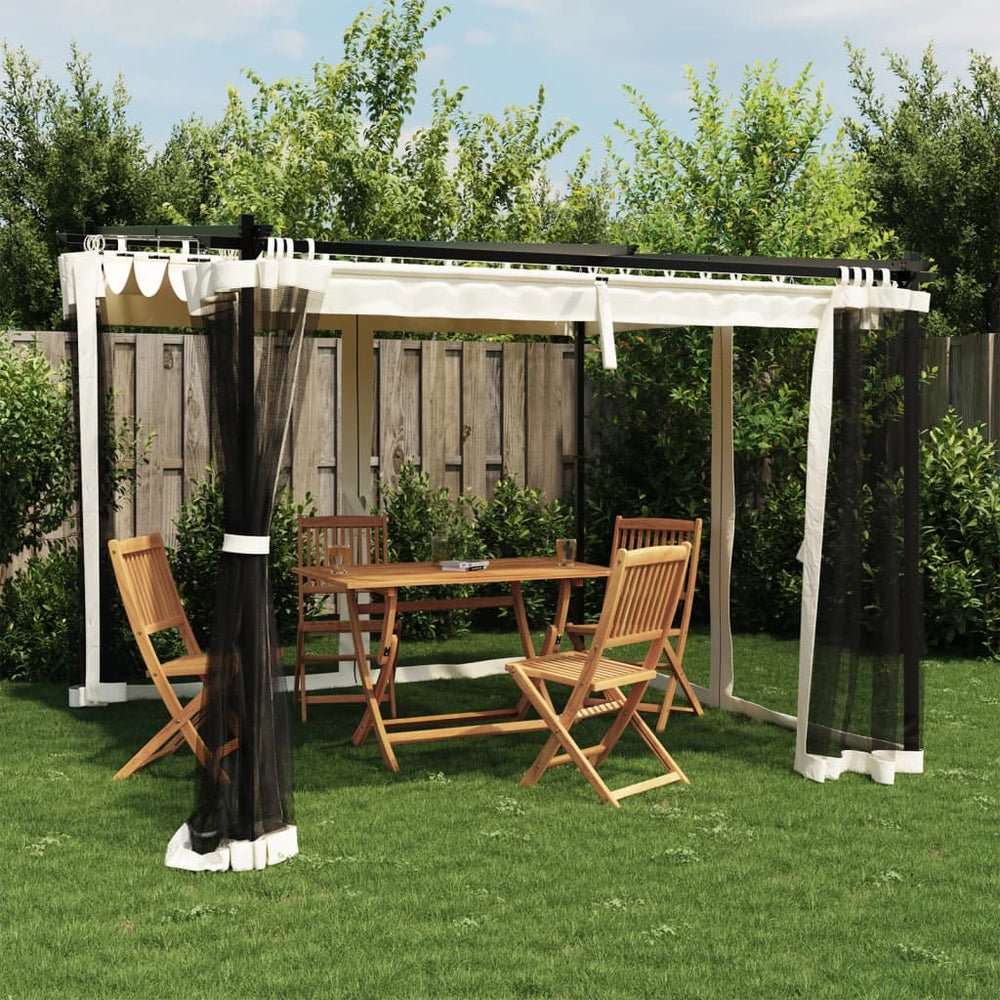 Pavillon Creme 3x3 m mit Netzwänden