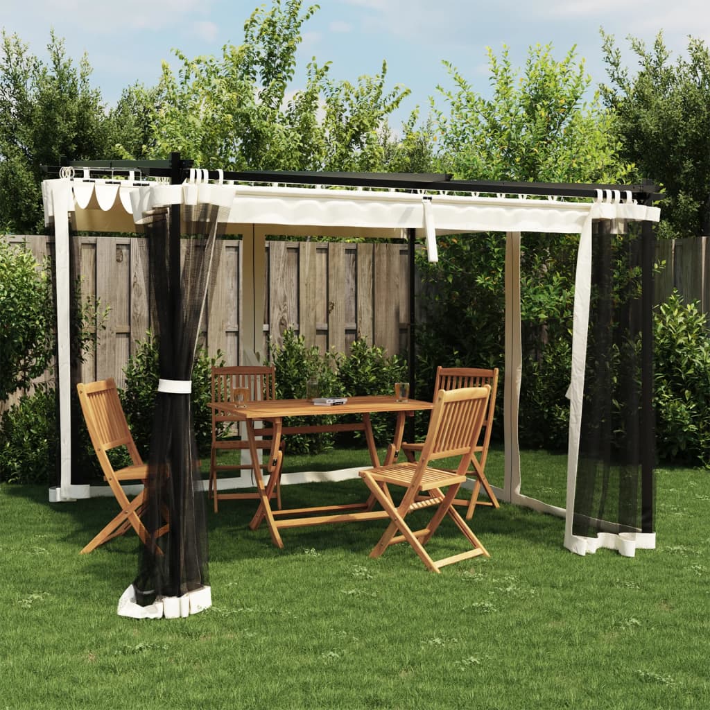Pavillon Creme 3x3 m mit Netzwänden