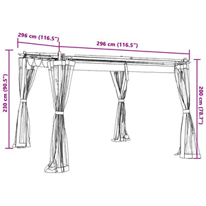 Pavillon Anthrazit 3x3 m mit Netzwänden