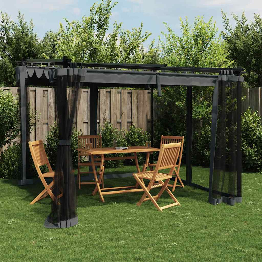 Pavillon Anthrazit 3x3 m mit Netzwänden