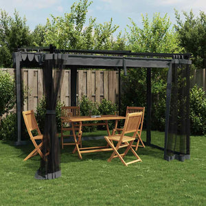Pavillon Anthrazit 3x3 m mit Netzwänden