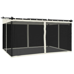 Creme Pavillon 4x3 m mit Netzwänden