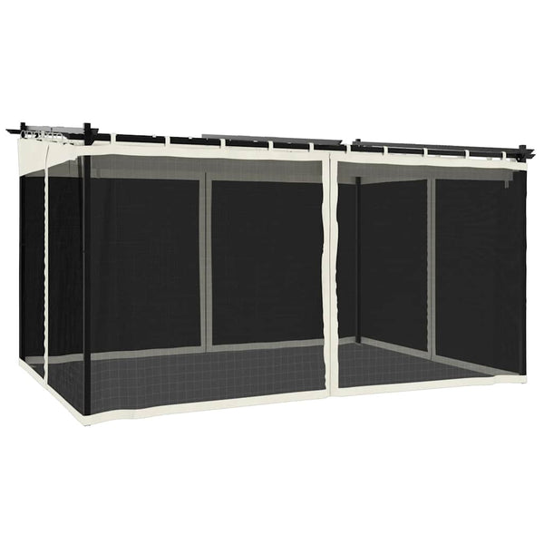 Creme Pavillon 4x3 m mit Netzwänden