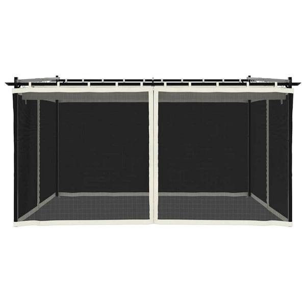 Creme Pavillon 4x3 m mit Netzwänden