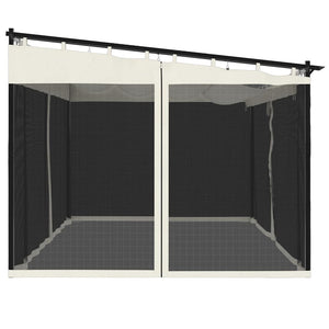 Creme Pavillon 4x3 m mit Netzwänden