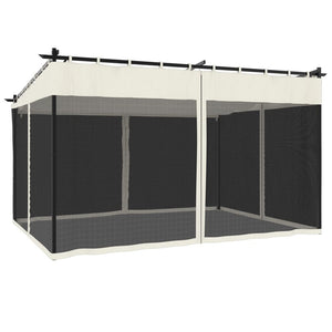 Creme Pavillon 4x3 m mit Netzwänden