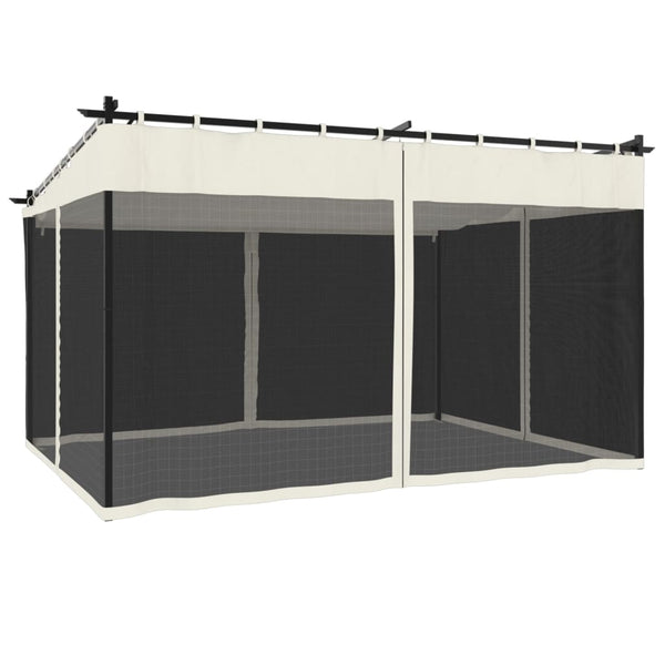 Creme Pavillon 4x3 m mit Netzwänden