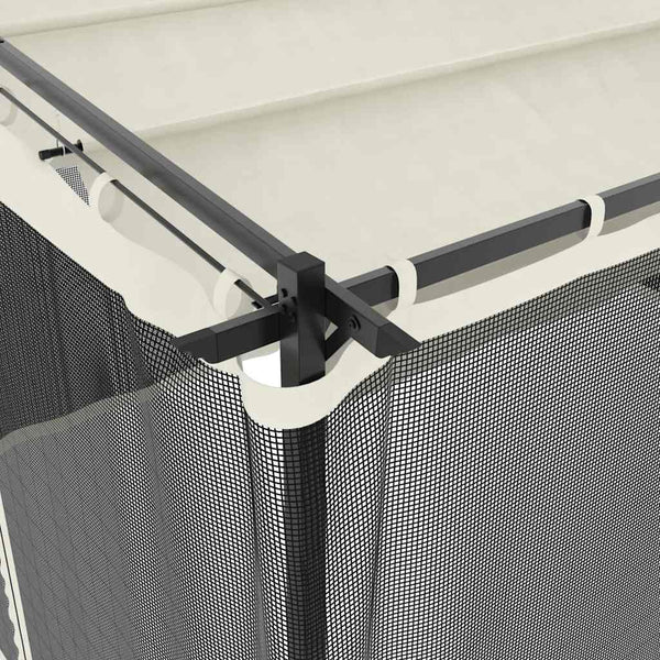 Creme Pavillon 4x3 m mit Netzwänden