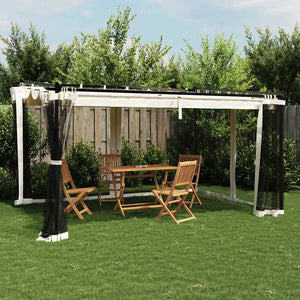 Creme Pavillon 4x3 m mit Netzwänden