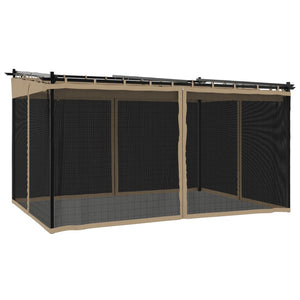 Pavillon Taupe 4x3 m mit Netzwänden