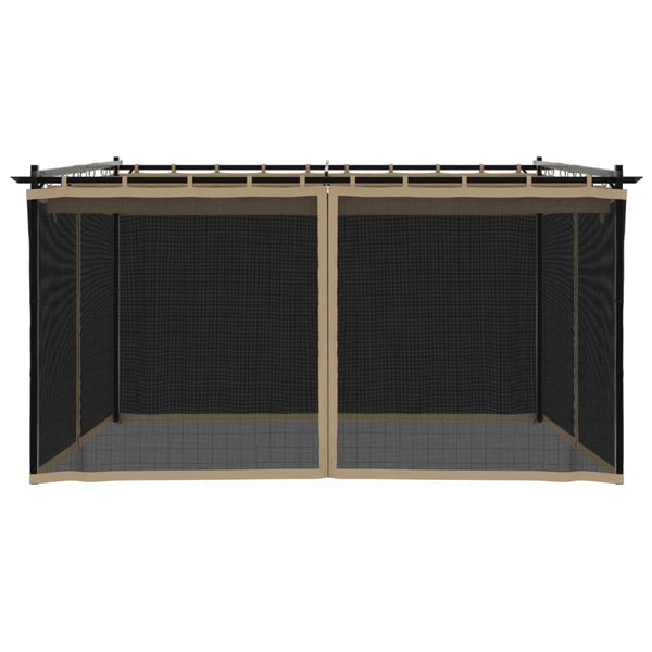 Pavillon Taupe 4x3 m mit Netzwänden