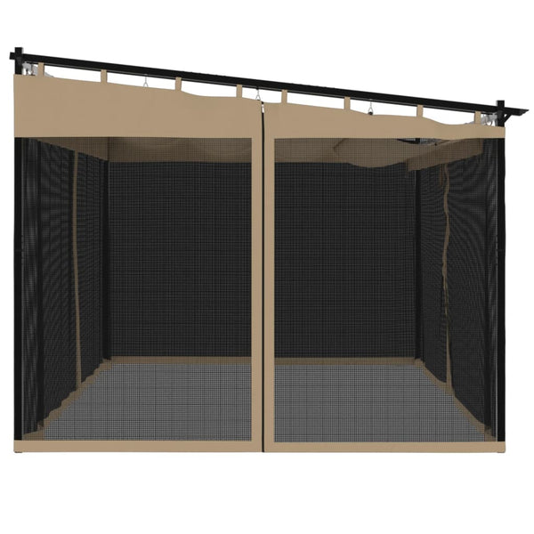 Pavillon Taupe 4x3 m mit Netzwänden
