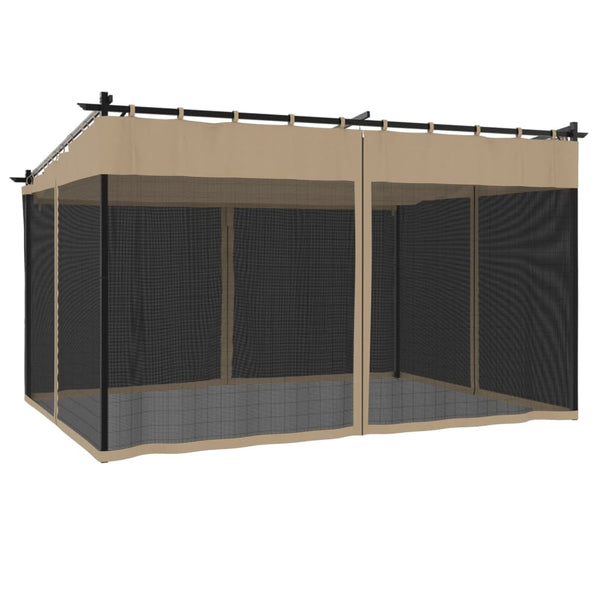 Pavillon Taupe 4x3 m mit Netzwänden