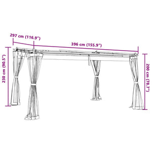 Pavillon Taupe 4x3 m mit Netzwänden