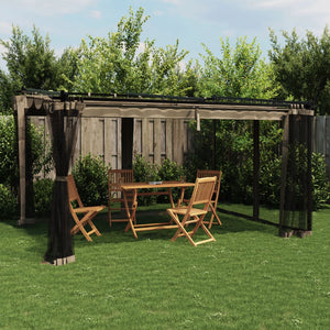 Pavillon Taupe 4x3 m mit Netzwänden