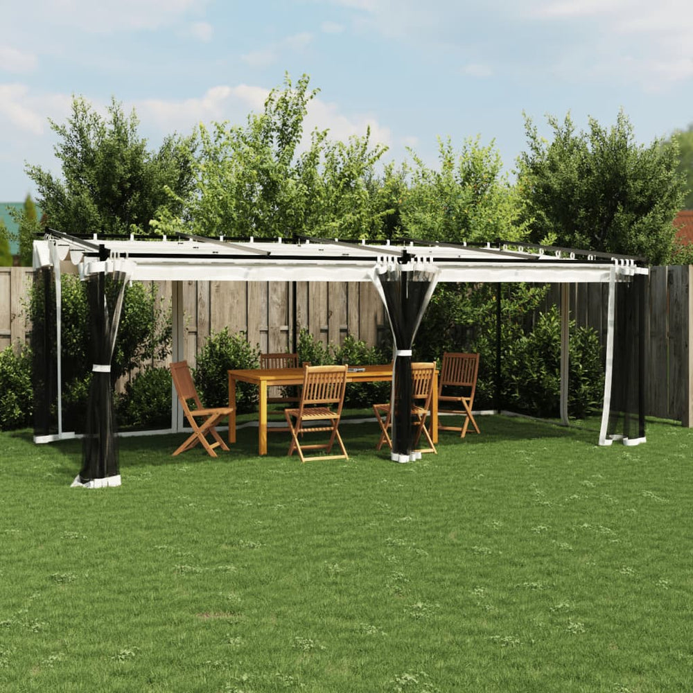 Pavillon mit Netzwänden Creme 6x3 m