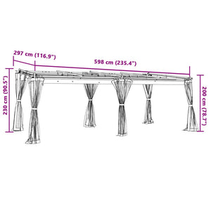 Pavillon 6x3 m mit Netz Anthrazit