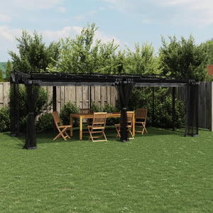 Pavillon 6x3 m mit Netz Anthrazit