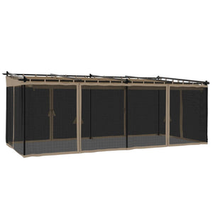 Pavillon 6x3 m Taupe mit Netzwänden