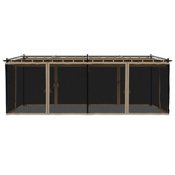 Pavillon 6x3 m Taupe mit Netzwänden