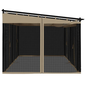 Pavillon 6x3 m Taupe mit Netzwänden