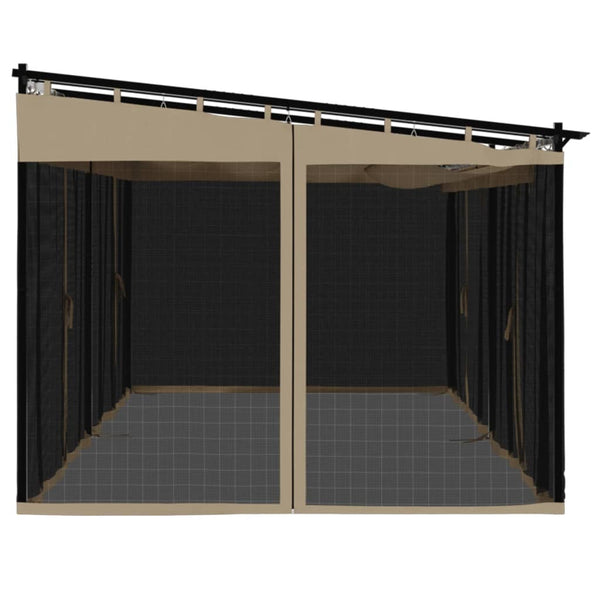 Pavillon 6x3 m Taupe mit Netzwänden