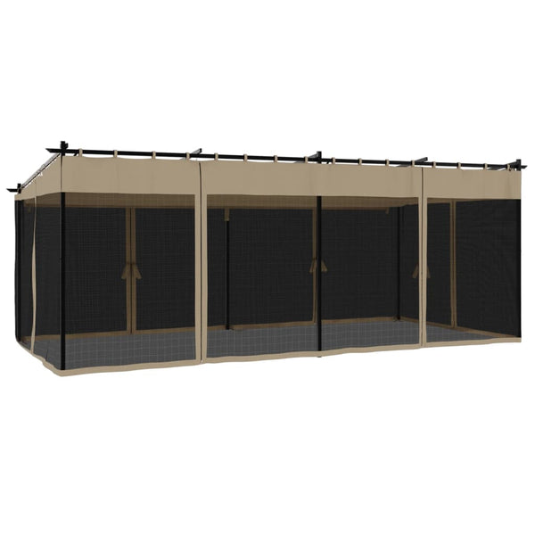 Pavillon 6x3 m Taupe mit Netzwänden