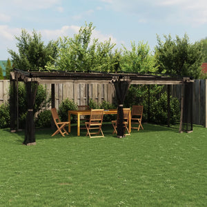 Pavillon 6x3 m Taupe mit Netzwänden