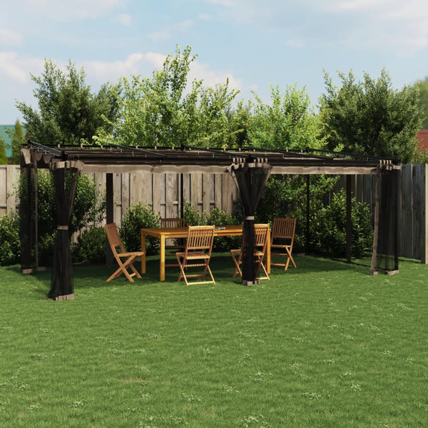 Pavillon 6x3 m Taupe mit Netzwänden