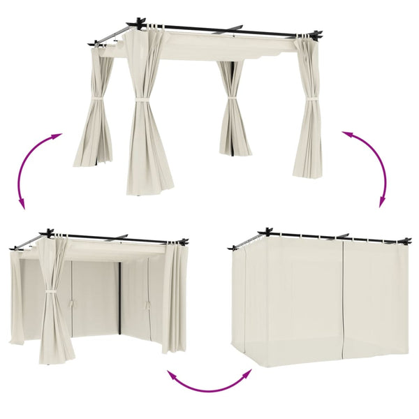 Pavillon mit Vorhängen Creme 3x3 m