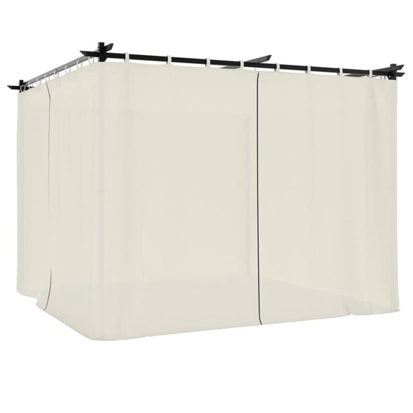 Pavillon mit Vorhängen Creme 3x3 m