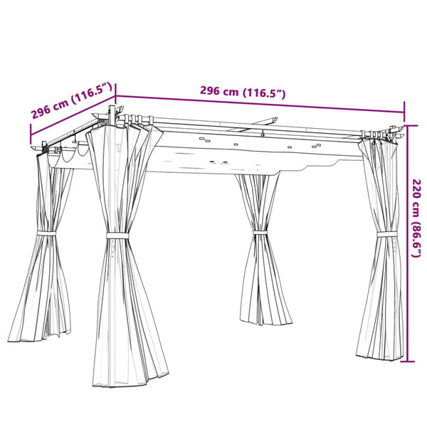Pavillon mit Vorhängen Creme 3x3 m