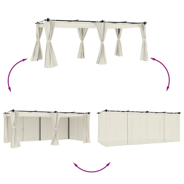 Pavillon mit Vorhängen Creme 6x3 m