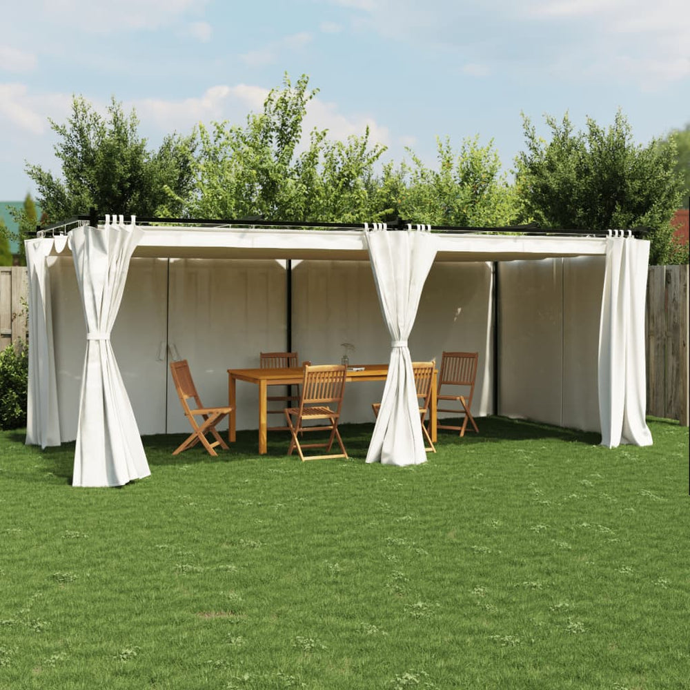 Pavillon mit Vorhängen Creme 6x3 m