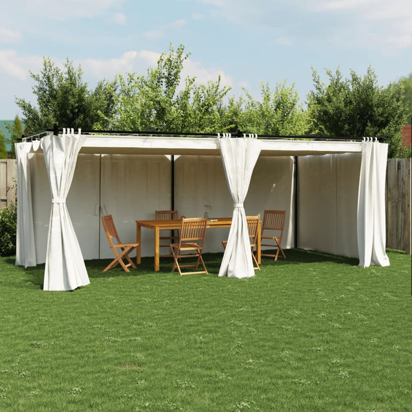 Pavillon mit Vorhängen Creme 6x3 m