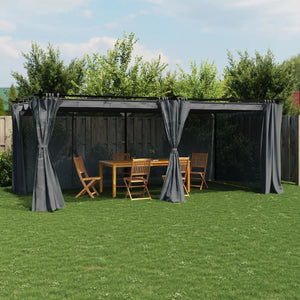 Pavillon mit Vorhängen Anthrazit 6x3 m