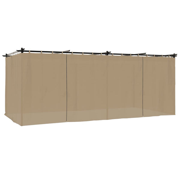 Pavillon 6x3 m mit Vorhängen, Taupe