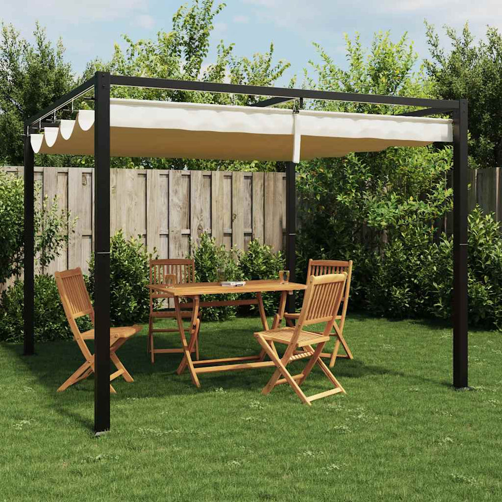 Creme Gartenpavillon 3x3 m mit Ausziehbarem Dach