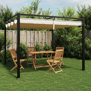 Creme Gartenpavillon 3x3 m mit Ausziehbarem Dach