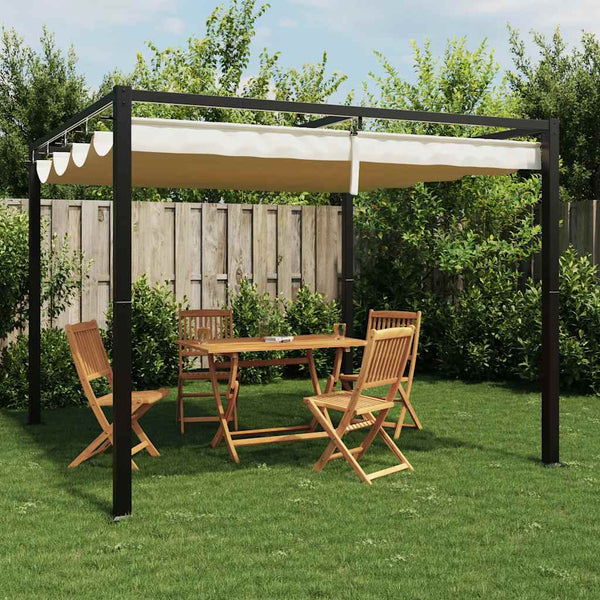 Creme Gartenpavillon 3x3 m mit Ausziehbarem Dach