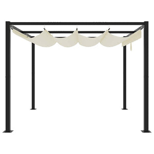 Creme Gartenpavillon 3x3 m mit Ausziehbarem Dach