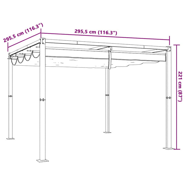Creme Gartenpavillon 3x3 m mit Ausziehbarem Dach