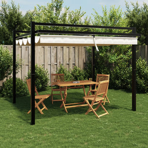 Gartenpavillon mit Einziehbaren Dach 3x3m Creme