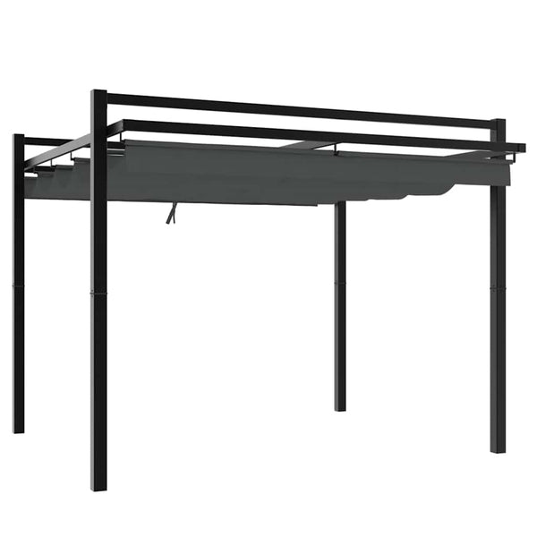 Anthrazit Gartenpavillon mit Ausziehbaren Dach 3x3m