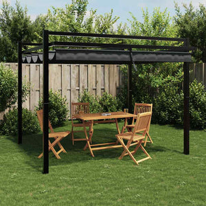 Anthrazit Gartenpavillon mit Ausziehbaren Dach 3x3m