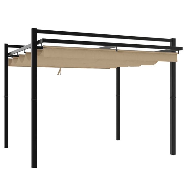 Gartenpavillon Taupe 3x3 m mit Ausziehbarem Dach