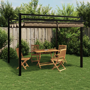 Gartenpavillon Taupe 3x3 m mit Ausziehbarem Dach