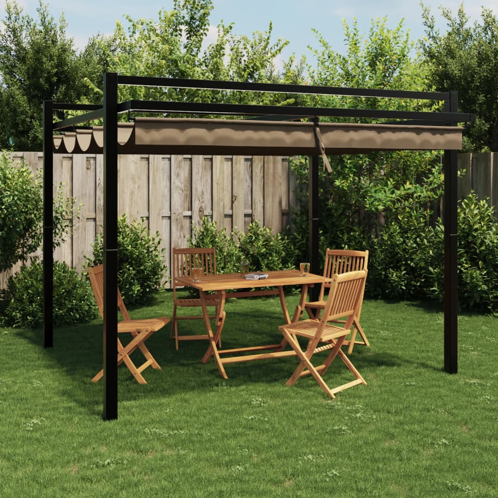 Gartenpavillon Taupe 3x3 m mit Ausziehbarem Dach
