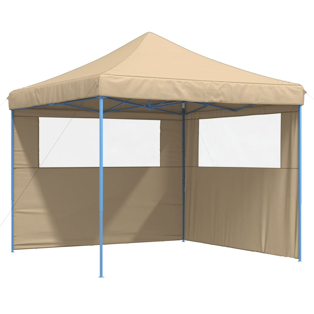 Faltbares Partyzelt Pop-Up Beige mit 2 Seitenteilen